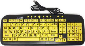 New and Improved: EZSee by DC - Large Print Computer Keyboard USB Wired (Yellow Keys with Black Jumbo Oversized Print Letters) for Visually Impaired Individuals, Low Vision, or Low Light for Seniors