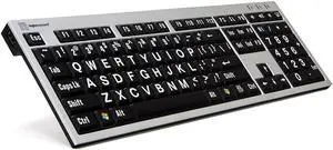 Logickeyboard XL Print PC slim line white on black keyboard compatible with Windows 2000, XP, Vista, 7/8 -Part: LKBU-LPRNTWB-AJPU-US