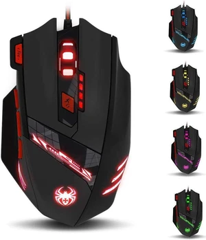 zelotes T90 Gaming Mouse 9200 DPI, 8 Programmable Buttons Multi-Modes LED Lights USB Gaming Mice, Weight Tuning for Laptop, Desktop, PC,- Black zelotes T90 Gaming Mouse 9200 DPI, 8 Programmable Buttons Multi-Modes LED Lights USB Gaming Mice, Weight Tuning for Laptop, Desktop, PC,- Black