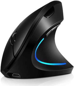 Vertical Mouse, Right Handed 2.4GHz Wireless Ergonomic Rechargeable Vertical Mouse with 4 Adjustable DPI 800/1200/1600/2400, 6 Buttons,Compatible with PC, Desktop,Mac (Black)