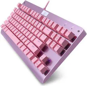 Granvela MechanicalEagle Z-77 Pink Mechanical Keyboard - Aluminium Panel - Linear Red Switches - Rainbow LED Backlit - N-Key Rollover -87-Key Tenkeyless - Hot Swappable