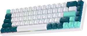 FL ESPORTS F12 65% Three-Mode Wireless Mechanical Keyboard, 68 Keys RGB Bluetooth 5.0/2.4Ghz Gaming Keyboard w/Light Tactile Kailh Box White Switch, PBT Keycaps, Durable Durable Battery, Mint Green