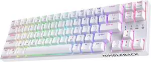 LTC NB681 Nimbleback Wired 65% Mechanical Keyboard, RGB Backlit Ultra-Compact 68 Keys Gaming Keyboard with Hot-Swappable Switch and Stand-Alone Arrow/Control Keys (Hot Swappable Red Switch, White)