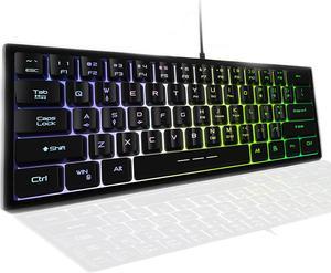 Gaming Keyboard, 61 Keys Backlit 60% RGB LED Rainbow Backlit USB Wired Gaming Gears, Mechanical Feeling Keyboard for PC Mac PS5 PS4 Xbox Gamer, Typist, Travel.