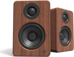 Kanto YU2 100W Powered Desktop Computer Speakers with Built-in USB DAC, 3/4" Silk Dome tweeters and 3" composite drivers - Pair (Walnut)
