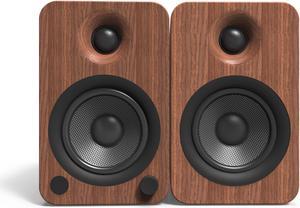 Kanto YU4 Powered Bookshelf Speakers with Built-In Bluetooth, 1" Silk Dome Tweeter and 4" Kevlar Woofer - Pair (Walnut)