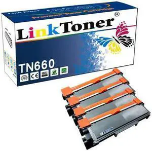 LinkToner Compatible Toner Cartridge Replacement for Brother TN660-4P BK 4 Pack Laser Printer