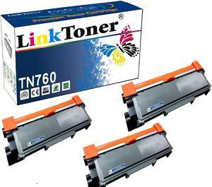 LinkToner TN760 W/ Chip 3 Pack Compatible Brother Laser Printer Toner Cartridges