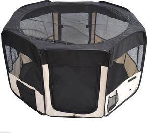 PawHut 49.2-inch Soft Pet Playpen Folding Tent Kennel Puppy Cat Dog Exercise Crate w/ Bag