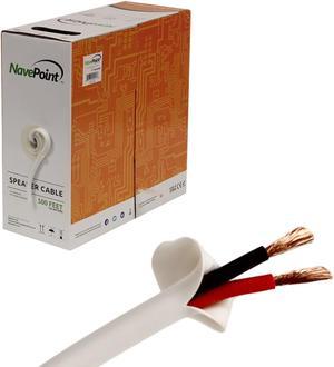 NavePoint 500ft In Wall Audio Speaker Cable Wire CL2 14/2 AWG Gauge 2 Conductor Bulk White