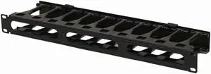 NavePoint High Density 1U Steel 19" Rack Cable Manager Plastic Snap Hinge fastened Cover