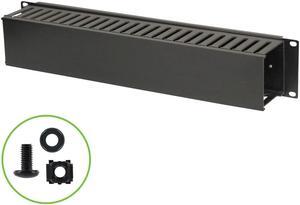 NavePoint 2U Plastic Rack Mount Horizontal Cable Manager Duct Raceway For 19" Server Rack