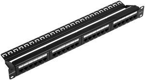 Navepoint 24-Port Cat6 UTP Unshielded Patch Panel For 19-Inch Wallmount Or Rackmount Ethernet Network 1U Black