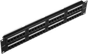 Navepoint 48-Port Cat5E UTP Shielded Patch Panel For 19-Inch Wallmount Or Rackmount Ethernet Network 2U Black