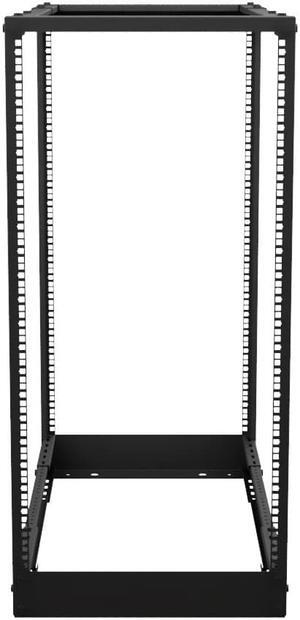 NavePoint 4-Post Adjustable Rack, 22U, Cage Nuts, Caster Compatible, Black