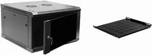Navepoint 6U Wallmount Networking Cabinet 600mm Depth with Shelf, Fans