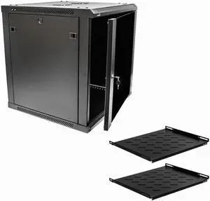Navepoint 12U Wallmount Networking Cabinet 600mm Depth with Shelves, Fans