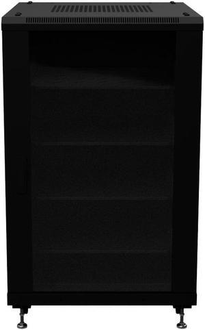 NavePoint 18U AV Rack Cabinet 28 in depth, Cold Rolled Steel , 4 x Shelves, Black