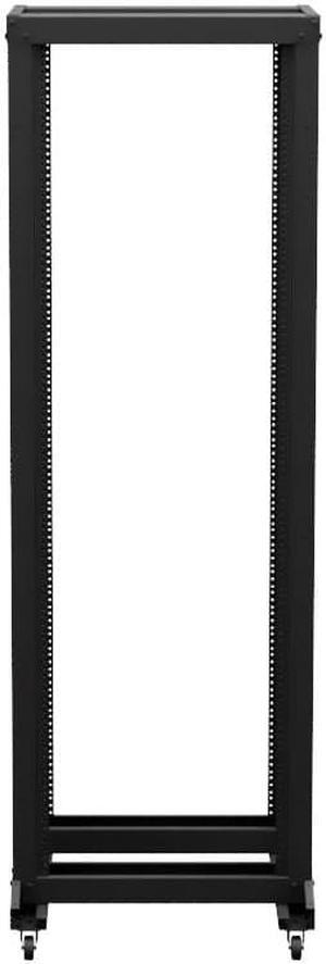 NavePoint 4-Post Adjustable Rack, 37U, 12-24 Threaded, Includes Casters, Black, SRB Series