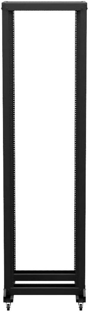 NavePoint 4-Post Adjustable Rack, 45U, 12-24 Threaded, Includes Casters, Black, SRB Series