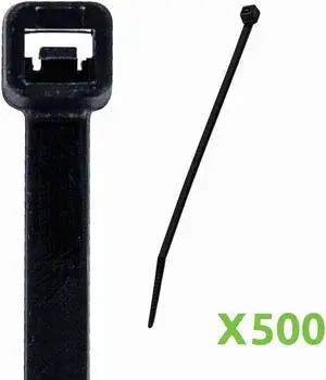 NavePoint 8 Inch Nylon UV Resistant Cable Wire Zip Tie 40 lbs - Black 500 Pack Lot Pcs Qty