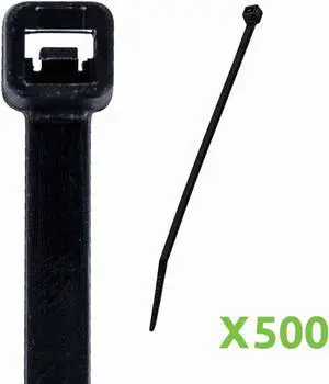 NavePoint 10 Inch Nylon UV Resistant Cable Wire Zip Tie 40 lbs - Black 500 Pack Lot Pcs Qty