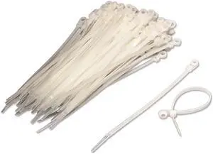 NavePoint 8 Inch Mount Head Screw Cable Wire Zip Tie 50 lbs Natural White 100 Pack Lot Pcs