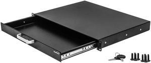 Navepoint Rack Mount Drawer For 19-Inch Server Cabinet Case Or DJ With Lock And Key 1U Black