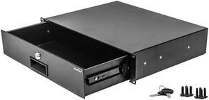 Navepoint Rack Mount Drawer For 19-Inch Server Cabinet Case Or DJ With Lock And Key 2U Black
