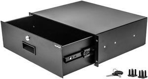 Navepoint Rack Mount Drawer For 19-Inch Server Cabinet Case Or DJ With Lock And Key 3U Black