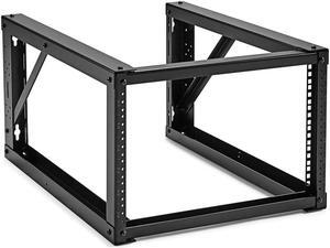 NavePoint 6U Wall-Mount Open Frame Network Equipment Rack, 24.81 Inch Depth, AV Rack, Home Network, 19" Rack-Mount Equipment, Includes Built-In Cable Management Slots, Server Rack, Steel, Black