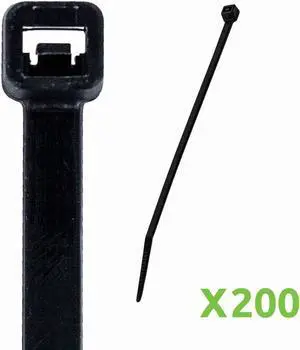 NavePoint 14 Inch Nylon UV Resistant Cable Wire Zip Tie 50 lbs - Black 200 Pack Lot Pcs Qty