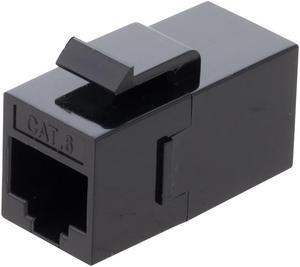 NavePoint CAT6 UTP Inline Keystone Coupler, RJ45 Female to RJ45 Female, Snap-In, 25 pack, Black