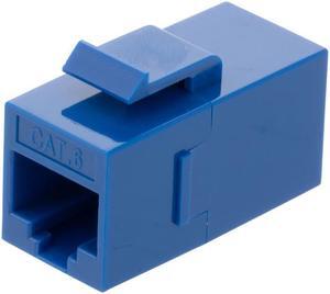 NavePoint CAT6 UTP Inline Keystone Coupler, RJ45 Female to RJ45 Female, Snap-In, 25 pack, Blue