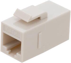 NavePoint CAT6 UTP Inline Keystone Coupler, RJ45 Female to RJ45 Female, Snap-In, 25 pack, Ivory
