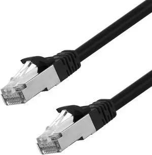 Ethernet Patch Cable CAT6A, S/FTP, 26AWG, 1 Ft,  5 pack, Black
