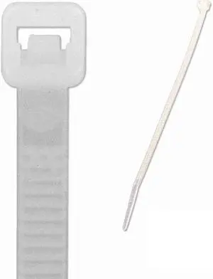 NavePoint 8 Inch Nylon Cable Wire Zip Tie 50 lbs - Natural White 300 Pack Lot Pcs Qty