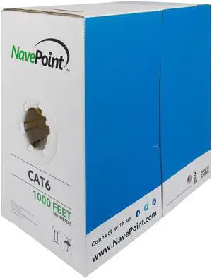 NavePoint CAT6 1000FT CCA UTP Cable Solid 23AWG Yellow 550MHz Network Ethernet Bulk Wire LAN