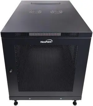 NavePoint 12U Rack Enclosure Server Cabinet Mid Depth 33" Deep Perforated Door Lock and Casters Black