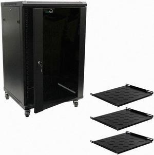 Navepoint 18U Audio Video A/V Cabinet 600mm Depth - Casters, Shelves, Fans