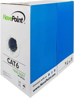 NavePoint CAT6 Cable CMR Riser UTP 23AWG 550MHz Network Ethernet 1000FT Blue Bulk