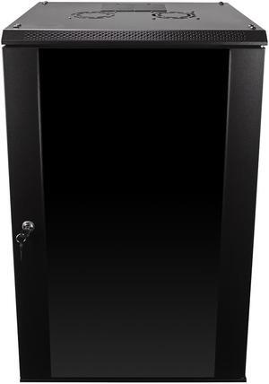 NavePoint 18U Wall Mount  Consumer Series Server Cabinet Network Enclosure Locks, Fan