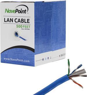 NavePoint CAT6 (CCA) Ethernet Network Cable / Wire UTP Pull Box 500ft Cat-6 Blue