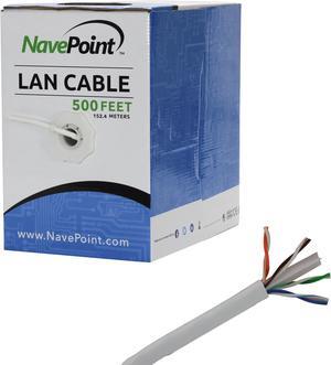 NavePoint CAT6 (CCA) Ethernet Network Cable / Wire UTP Pull Box 500ft Cat-6 White