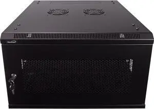 Navepoint 6U Wallmount Networking Perforated Cabinet 600mm Depth with Shelf, Fans