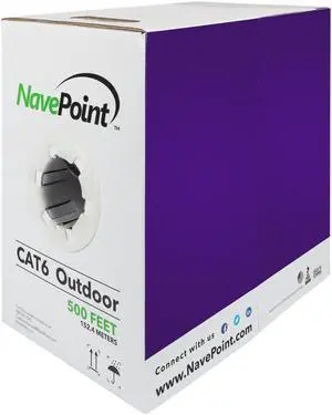 NavePoint CAT6 UTP Outdoor Direct Burial LDPE Ethernet Cable 500 FT Black