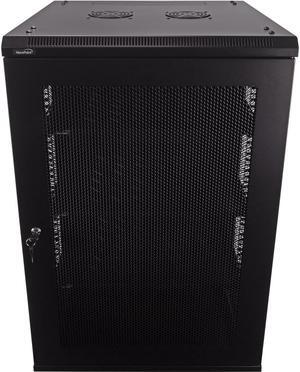 Navepoint 18U Wallmount Networking Perforated Cabinet 600mm Depth with Shelves, Fans