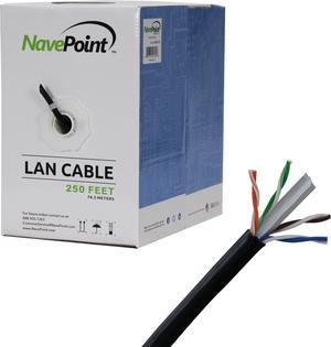 NavePoint CAT6 (CCA) Ethernet Network Cable / Wire UTP Pull Box 250ft Cat-6 Black