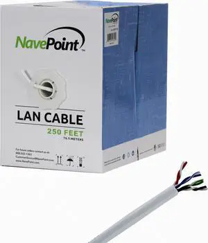 NavePoint CAT5e UTP Bulk (CCA) Ethernet Network Cable Solid 24AWG RJ45 LAN Wire 250FT White