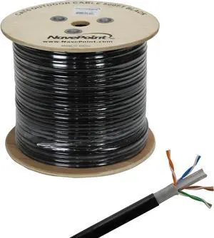 NavePoint CAT6 UTP Outdoor Direct Burial LDPE Ethernet Cable 500 FT Black